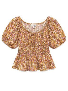 Cottagecore Milkmaid Puff Sleeve Peasant Top Womens Size Medium Soft Girl